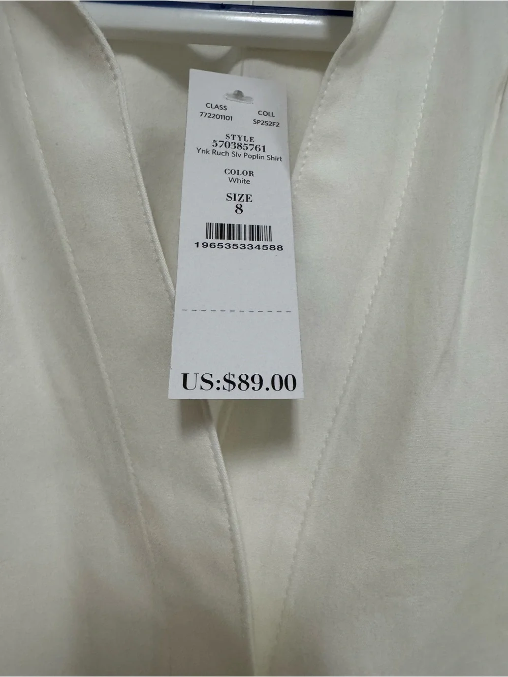 WHBM White Puff Sleeve Poplin Blouse size 8. NWT - Picture 2 of 4
